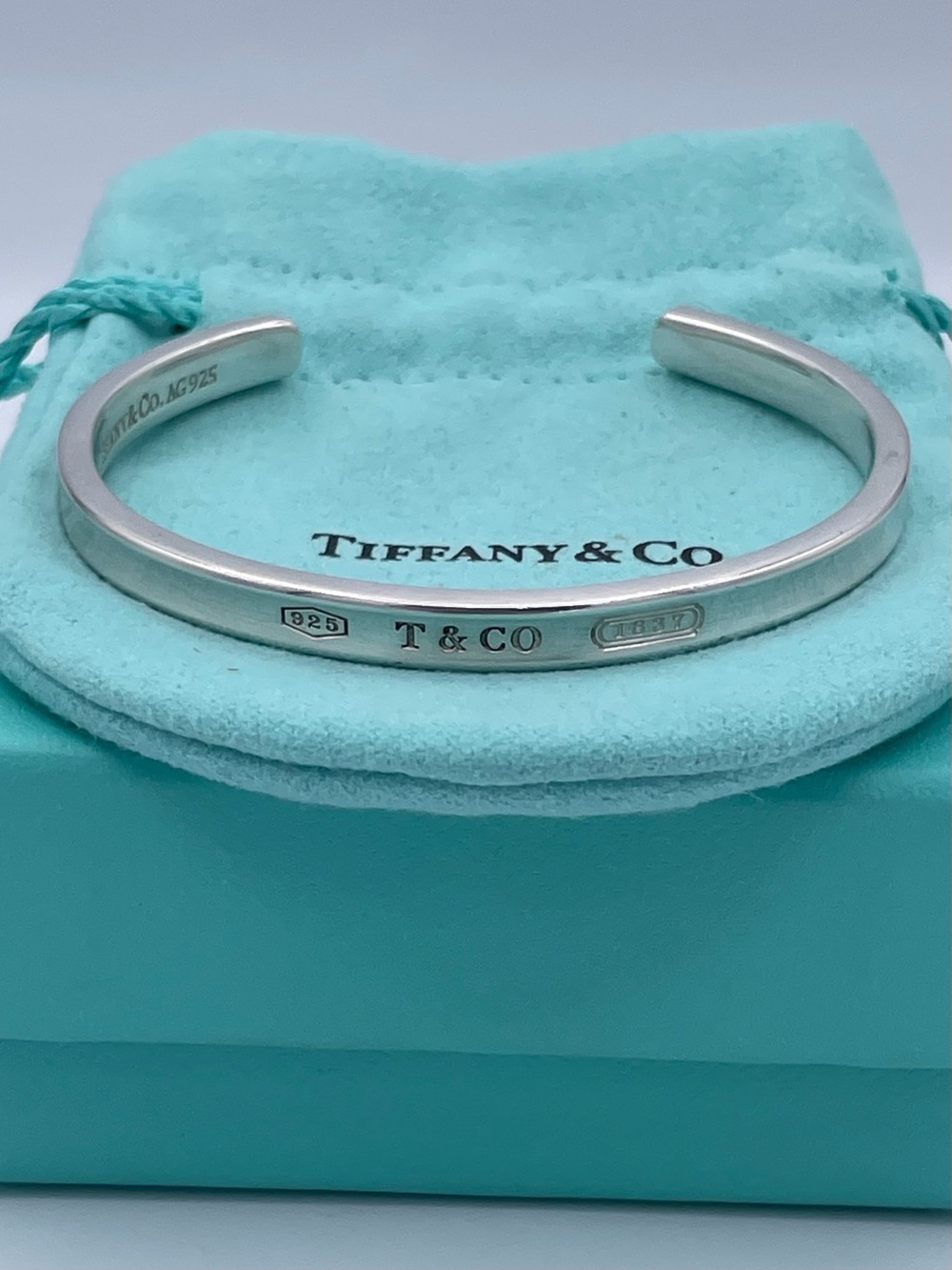Tiffany & Co. 1837 Sterling Silver 925 Cuff Bracelet 5mm Minimalist Luxury 6”